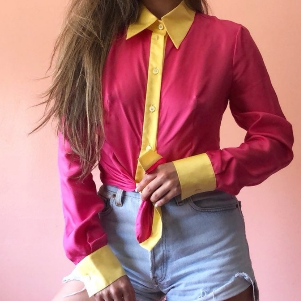 💗💛Pink/yellow Prada long sleeve top